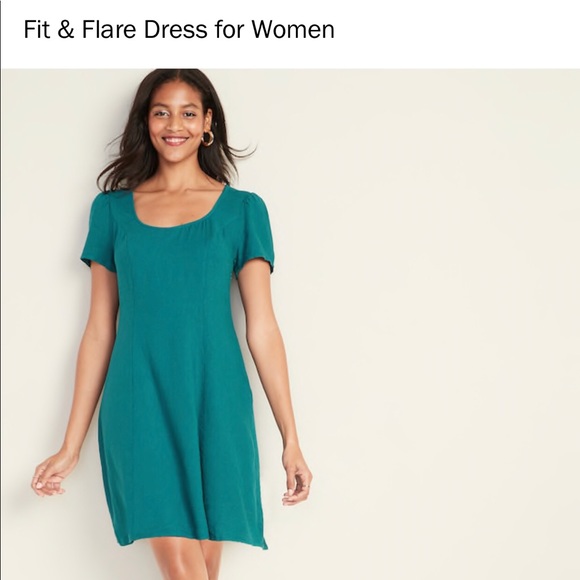 NWT Old Navy Linen Fit & Flare Dress - Orange - Picture 3 of 6